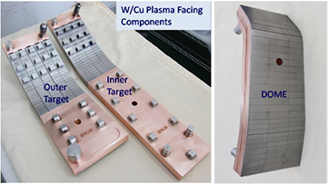 Details of W/Cu PFCs for one module, with use of nine monoblock PFUs, three flat-tile PFUs, and two manifold boxes.