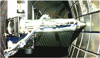 Laser induced breakdown spectroscopy. The LIBS device measuring inside the FTU vacuum vessel on a tile of the toroidal limiter.