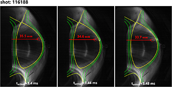 The penetration process of pellet fragments in plasma during cooling time phase.